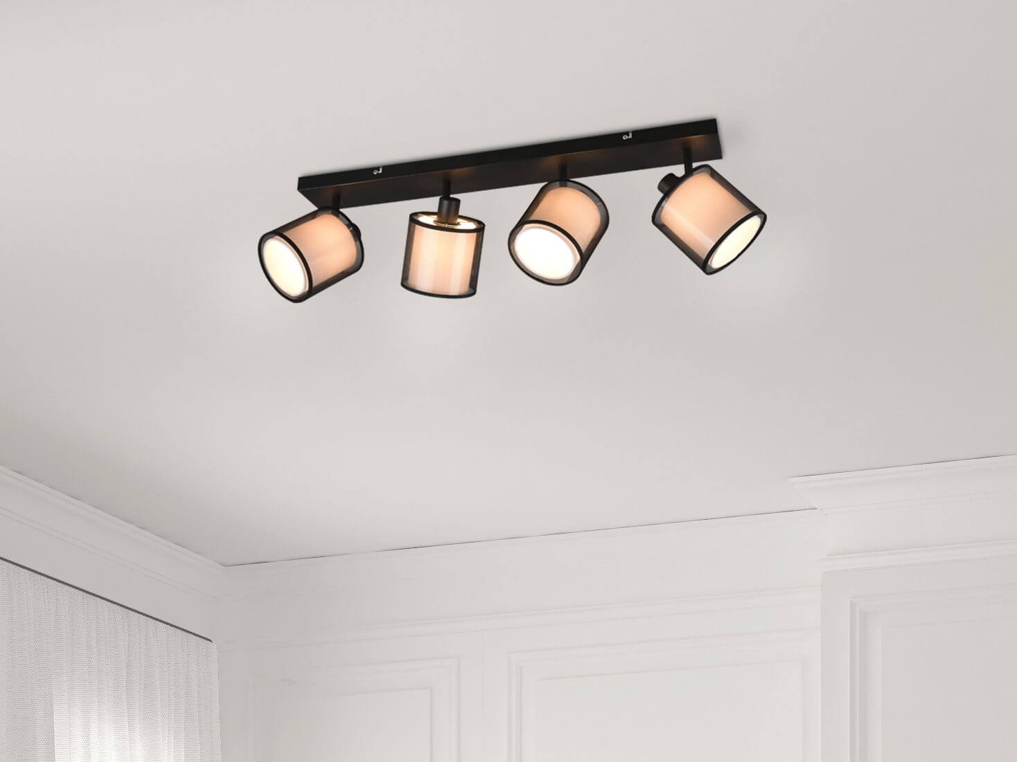 Trio 811400432 Burton E14 Strahler 4-fach Schwarz Matt 