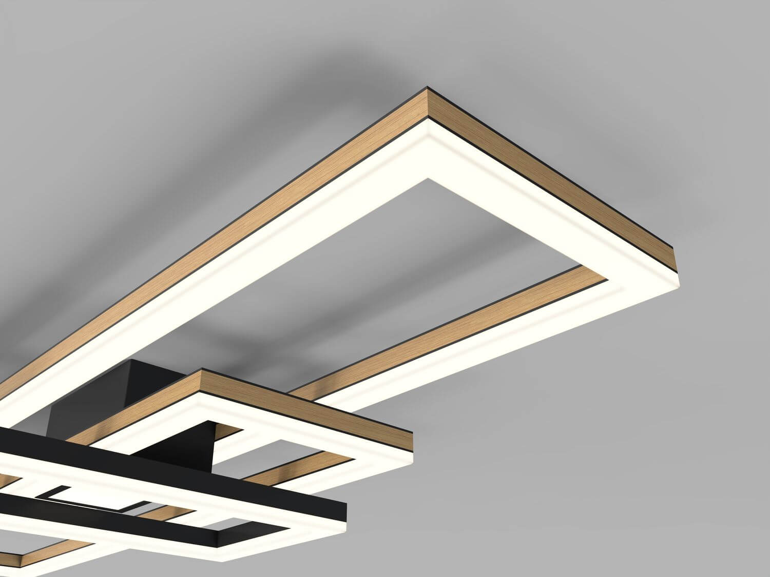 Wofi Matera LED Deckenleuchte Schwarz-Holz 9022-306L, 54W Warmweiss 3-Stufen