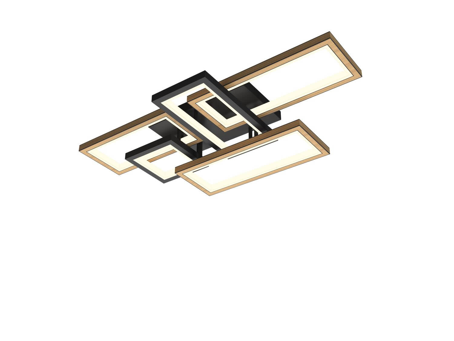 Wofi Matera LED Deckenleuchte Schwarz-Holz 9022-506, 46W Warmweiss 