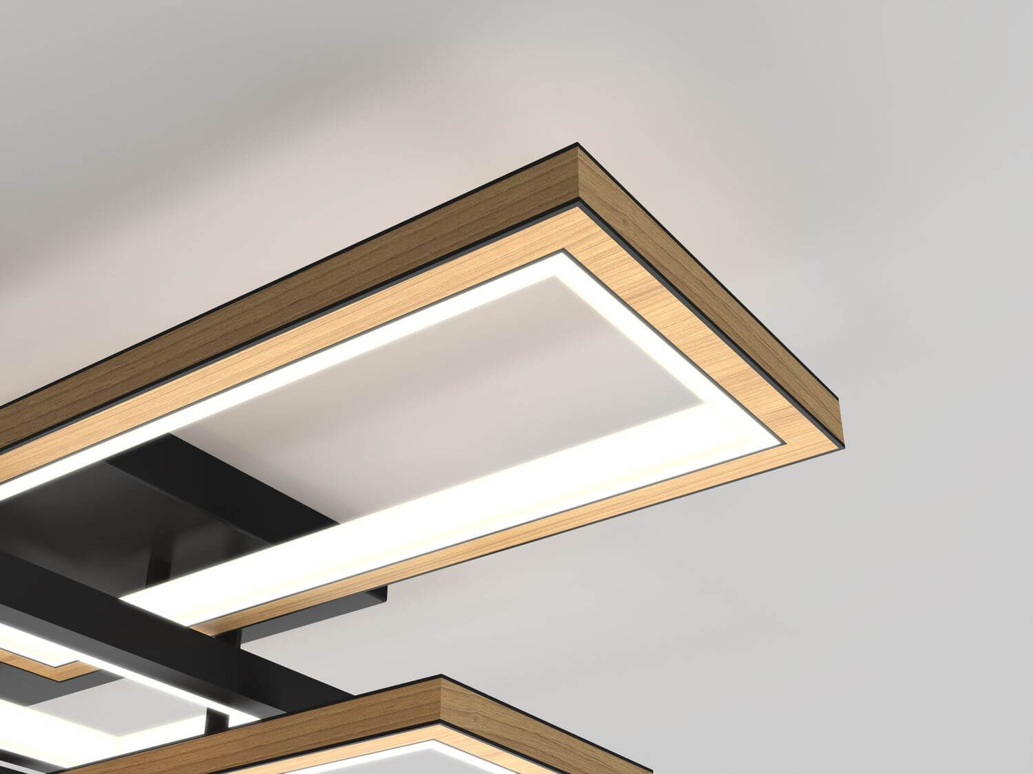 Wofi Matera LED Deckenleuchte Schwarz-Holz 9022-506, 46W Warmweiss 