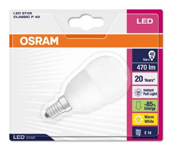 Osram Star P40 E14 LED Birne 6W 470Lm warmweiss