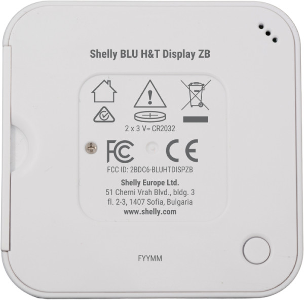 Shelly BLU H&T Display ZB - Zigbee Raumklima-Sensor mit Display, Weiß