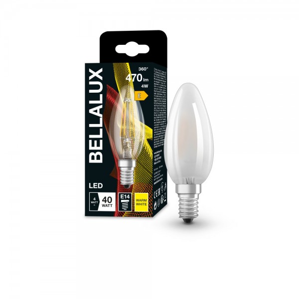 BELLALUX E14 LED Kerze 2,5W B25 Filament matt warmweiss wie 25W by Osram