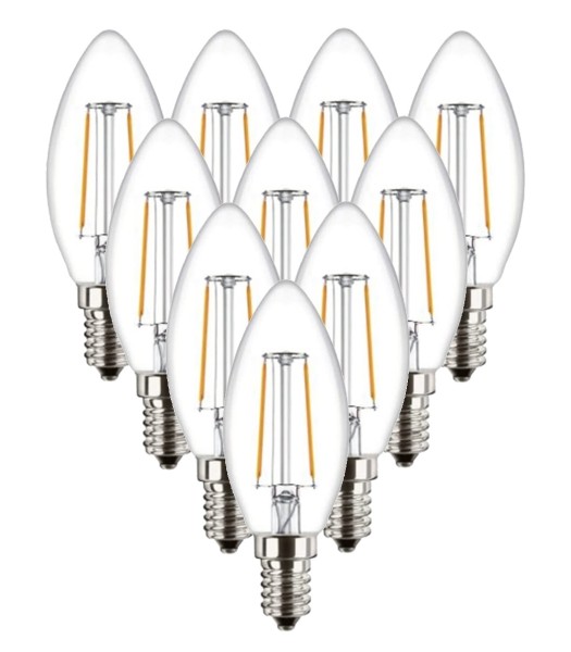 10er-Set Attralux E14 LED Filament Lampe 2.1W 250Lm warmweiss 2700K wie 25W Glühkerze by Philips