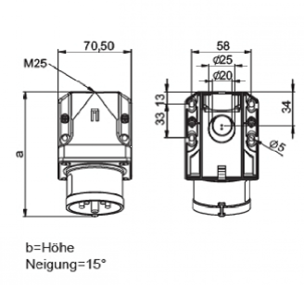 CEE Wandgerätestecker 400V 16A IP44 PCE 515-6