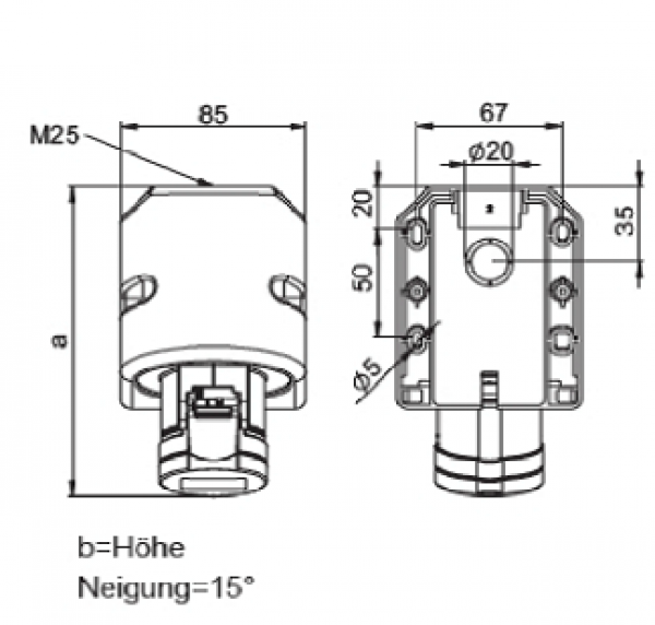 CEE Wandsteckdose Turbo Twist 400V 32A IP44 PCE 125-6TT