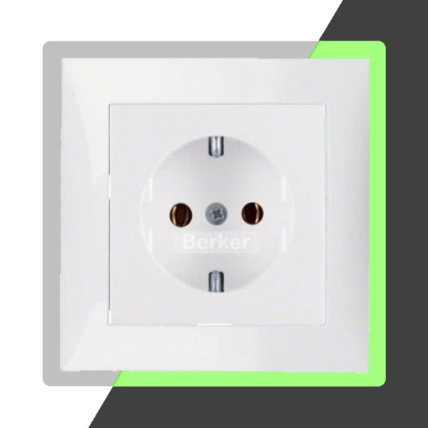 4 x im Dunkeln leuchtende Rahmen Berker Steckdosen Schalter