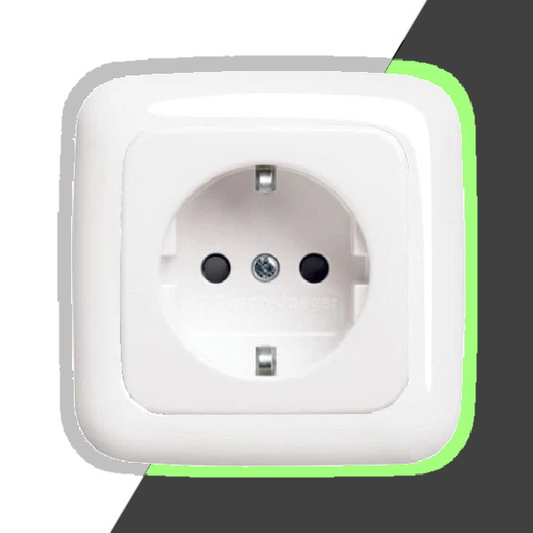 4 x im Dunkeln leuchtende Rahmen Busch-Jaeger Reflex SI Steckdosen Schalter