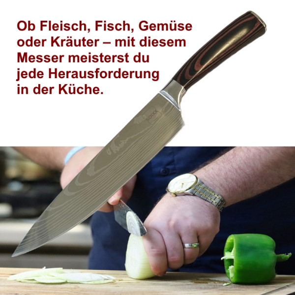 SOIXX Chefmesser Kochmesser, Edelstahl, sehr scharfe Klinge, Holzgriff, Geschenkbox