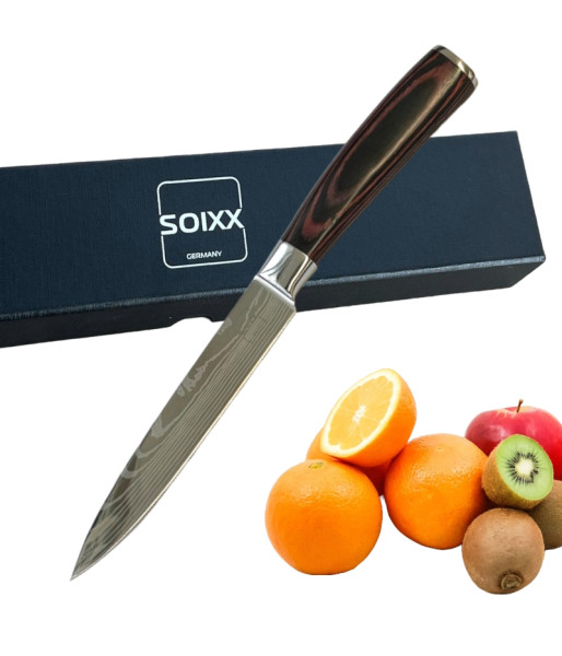 SOIXX Allzweckmesser Kochmesser, Edelstahl, scharfe Klinge, Holzgriff, Geschenkbox