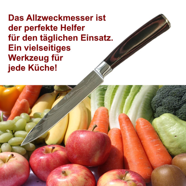 SOIXX Allzweckmesser Kochmesser, Edelstahl, scharfe Klinge, Holzgriff, Geschenkbox
