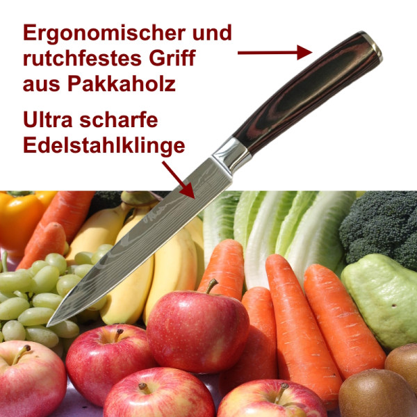 SOIXX Allzweckmesser Kochmesser, Edelstahl, scharfe Klinge, Holzgriff, Geschenkbox
