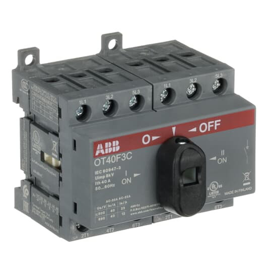 ABB OT40F3C Lastumschalter 3-polig 40A m. schwarzem Knebelgriff I-0-II