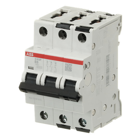 ABB S303P-B6 Sicherungsautomat B-Char., 25kA, 6A, 3P, Made in Germany