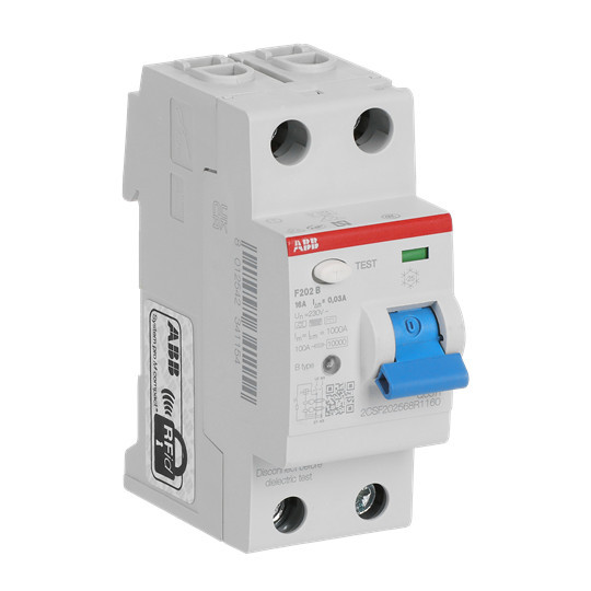 ABB F202B-16/0,03 FI-Schutzschalter Typ B 2P, 16A, 30mA, 3kA, 2TE