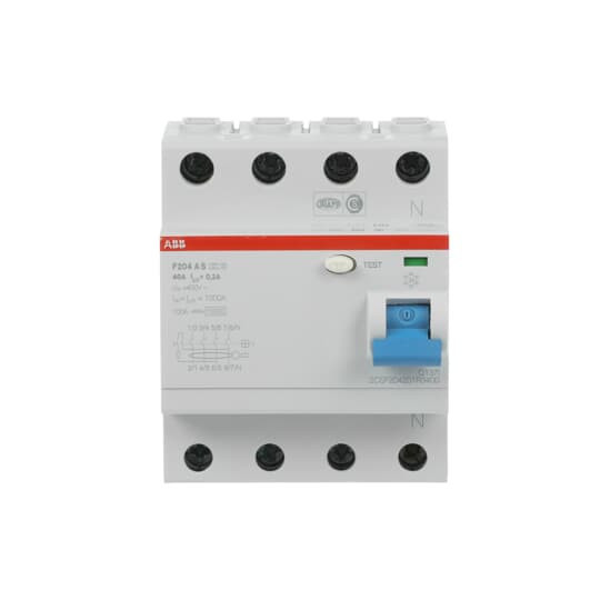 ABB F204AS-40/0,3 FI-Schutzschalter 4P,Typ A,40A,300mA,selektiv