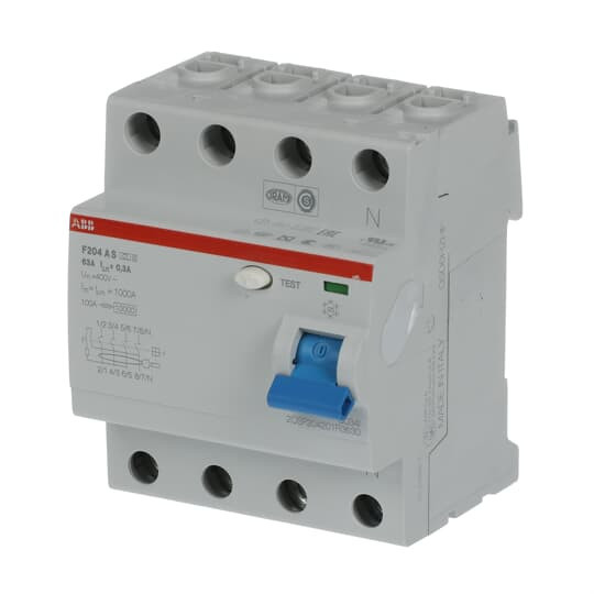 ABB F204AS-63/0,3 FI-Schutzschalter 4P,Typ A,63A,300mA,selektiv