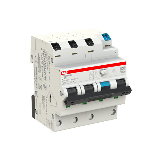 ABB DSX203NCA-C16/0,03 FI/LS-Schalter 6kA, 3P+N, Typ A, C 16, 30mA