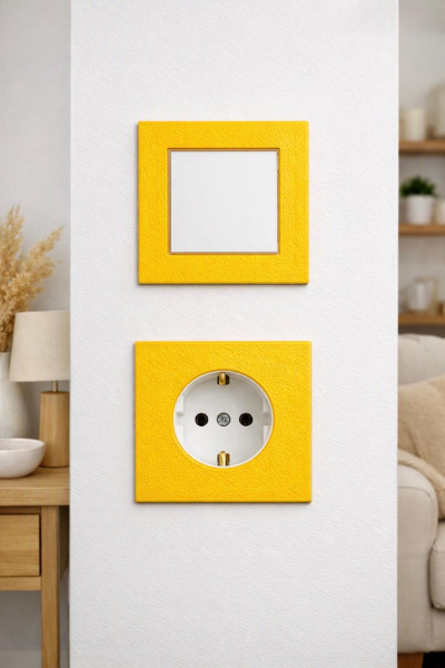 SOIXX Aufsteckrahmen für Lichtschalter Schneider Electric Asfora Gelb Modernes Design ohne Demontage