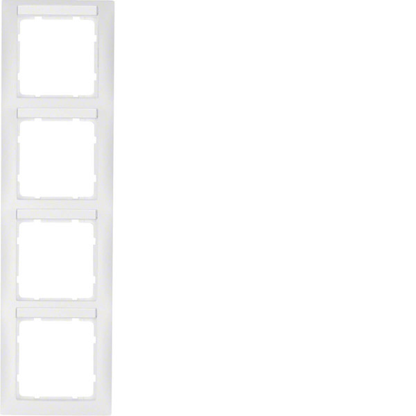 Berker 10149919 Rahmen mit Beschriftungsfeld 4fach senkrecht S.1 polarweiß. matt