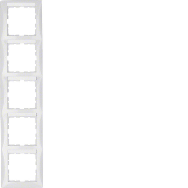 Berker 10158919 Rahmen mit Beschriftungsfeld 5fach senkrecht S.1 polarweiß. glänzend