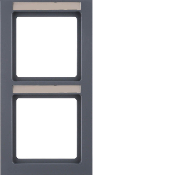 Berker 10526086 Rahmen mit Einsatz-Beschriftungsfeld 2fach senkrecht Berker Q.3 anthrazit. samt