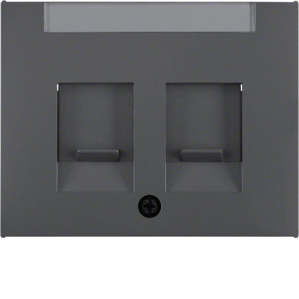 Berker 11827006 Zentralstück mit Staubschutzschiebern und Beschriftungsfeld K.1 anthrazit. matt