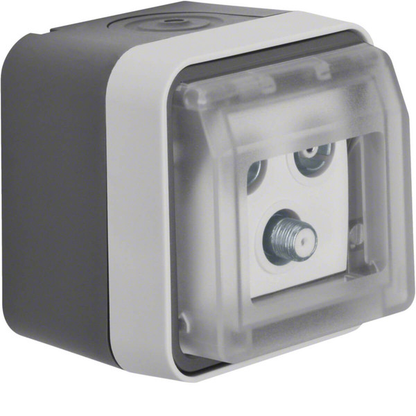 Berker 12033535 Antennen-Steckdose 3Loch Einzeldose AP W.1 grau