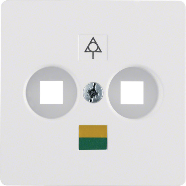 Berker 14031909 Zentralplatte für Doppel-Potenzialausgleich-Steckdose polarweiß. matt/samt