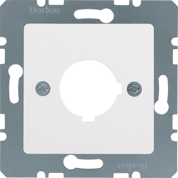 Berker 14321909 Zentralplatte für Melde- und Befehlsgerät Ø 22.5 mm polarweiß. matt/samt