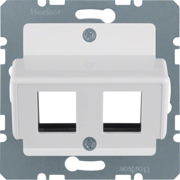 Berker 146409 Zentralplatte 2f. f. Krone Modular Jacks Zentralplattensystem polarweiß. glänz.