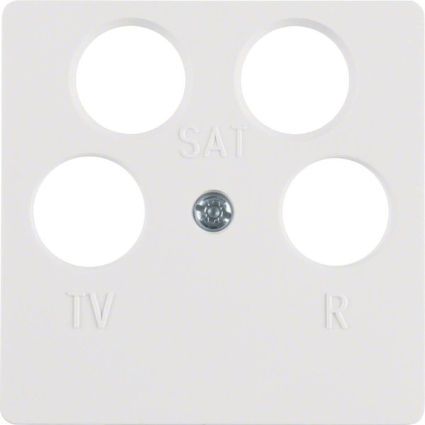 Berker 14841909 Zentralplatte für Antennendose 4Loch polarweiß. matt/samt
