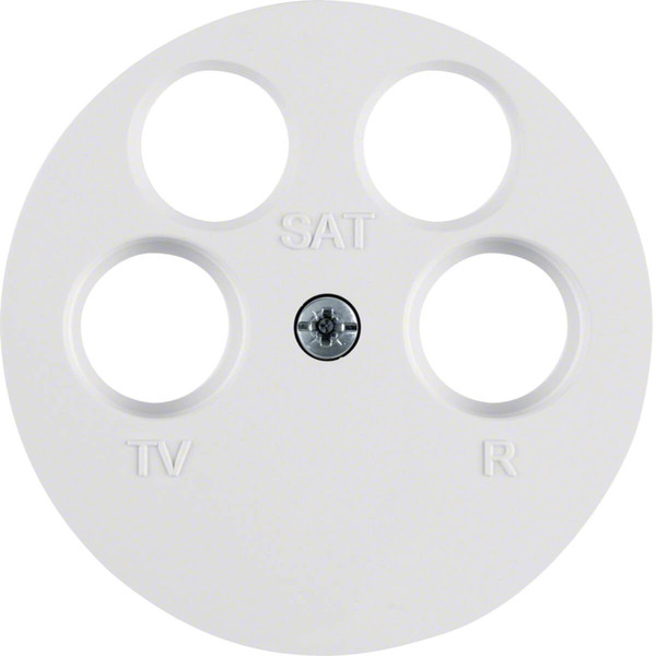 Berker 14842089 Zentralstück für Antennen-Steckdose 4Loch R.1/R.3 polarweiß. glänzend