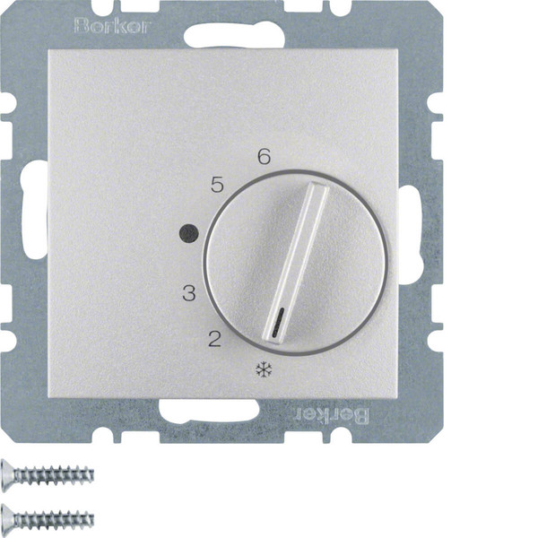 Berker 20261404 Temperaturregler mit Wechsler und Zentralstück S.1/B.3/B.7 alu. matt
