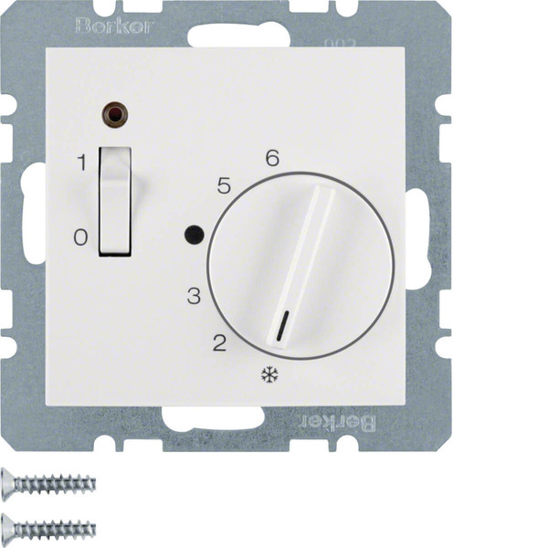 Berker 20301909 Temp.-Regler mit Öffner. Z.-Stk.. Wippsch. u. LED S.1/B.3/B.7 polarweiß. matt