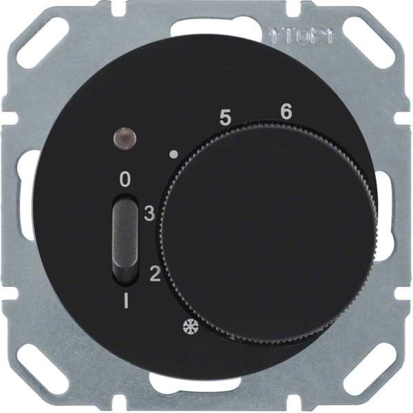 Berker 20302045 Temp.-Regler mit Öffner. Z.-Stk.. Wippsch. u. LED R.1/R.3 schwarz. glänzend