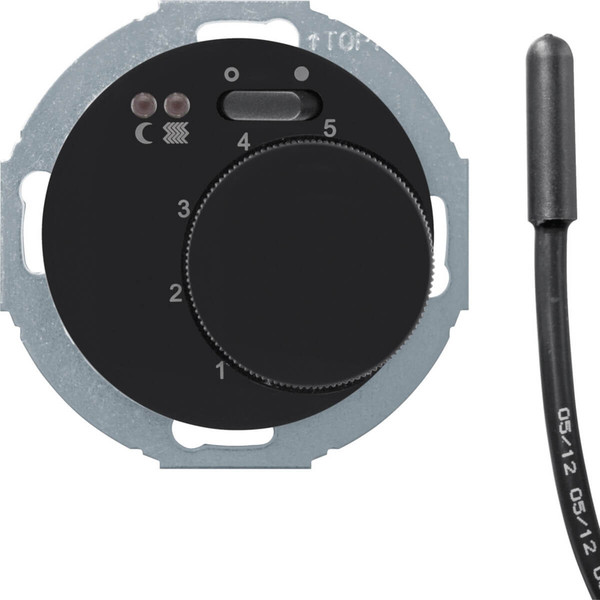 Berker 20342035 Fußbodentemperaturregler m. Schließer.Wippschalter. R.classic schwarz.glänzend