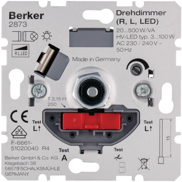 Berker 2873 Drehdimmer NV mit Softrastung Hauselektronik
