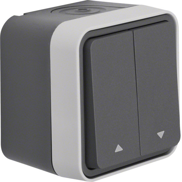 Berker 30753525 Jalousie-Serienschalter 1-polig mit Aufdruck Symbol Pfeile AP W.1 grau LT