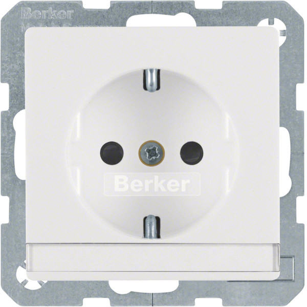 Berker 41496089 Steckdose Schuko mit Beschriftungsfeld u. erh.BS Q.x polarweiß. samt