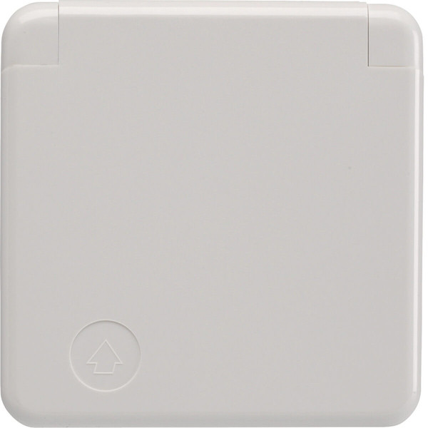 Berker 421109 Steckdose Schuko mit Abdeckplatte und Klappdeckel wg Up IP44 polarweiß. glänzend