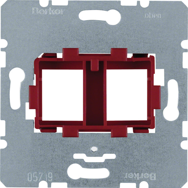 Berker 454101 Tragplatte mit roter Aufnahme 2fach für Modular Jacks Modul-Einsätze