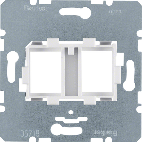 Berker 454105 Tragplatte mit weißer Aufnahme 2fach für Modular Jacks Modul-Einsätze