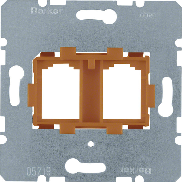 Berker 454109 Tragplatte mit oranger Aufnahme 2fach für Modular Jacks Modul-Einsätze