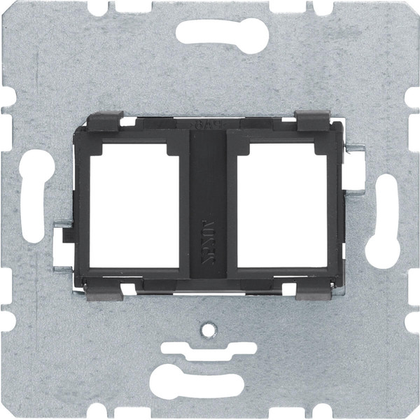 Berker 454202 Tragplatte mit schwarzer Aufnahme 2fach für Modular Jacks Modul-Einsätze