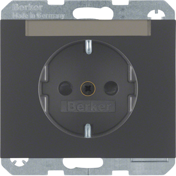 Berker 47387006 Steckdose Schuko mit Beschriftungsfeld u. erh.BS K.1 anthrazit. matt