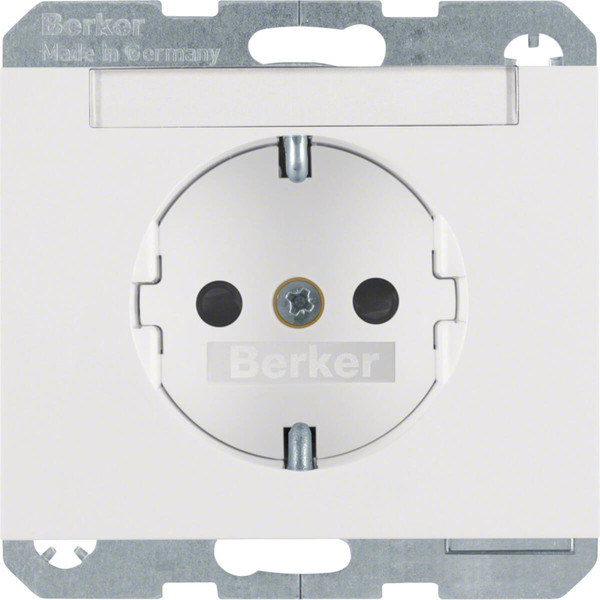 Berker 47387009 Steckdose Schuko mit Beschriftungsfeld u. erh.BS K.1 polarweiß. glänzend