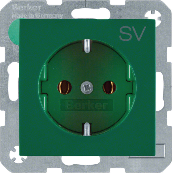 Berker 47438903 Steckdose Schuko mit Aufdruck S.1/B.3/B.7 grün. glänzend