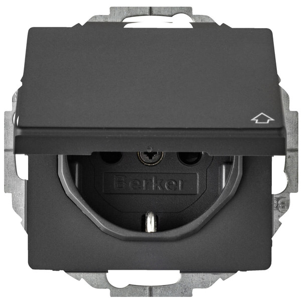 Berker 47446086 Steckdose Schuko mit Klappdeckel u. erh.BS Q.x anthrazit. samt