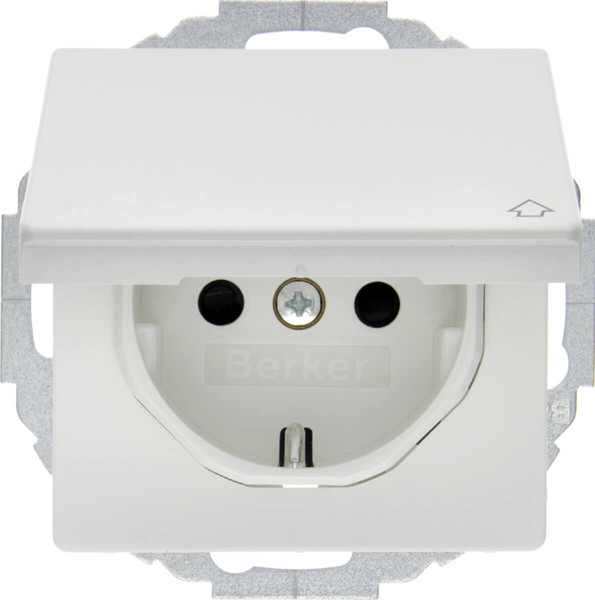 Berker 47446089 Steckdose Schuko mit Klappdeckel u. erh.BS Q.x polarweiß samt